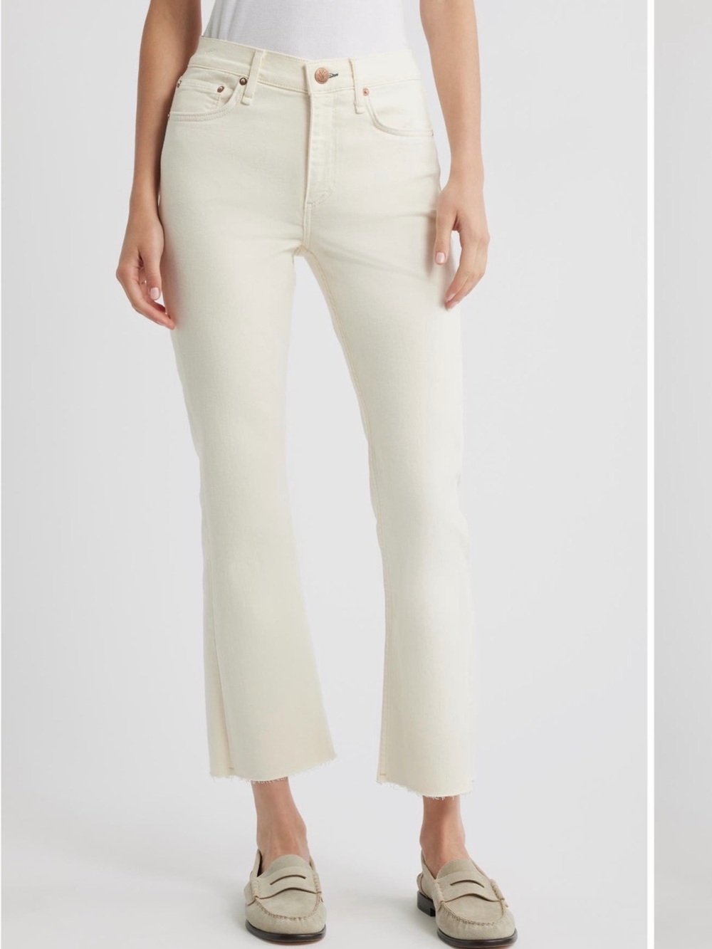 Rag & Bone Peyton High-Rise Ankle Boot Jeans in Ercu